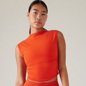 Athleta Transcend Ruched Funnel Neck Cropped Tank